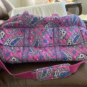 Vera Bradley Pink and Blue Paisley Quilted Travel Bag